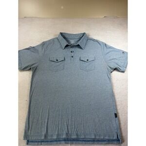 Kuhl Mens Large Double Pocket Polo Shirt Short Sleeve Outdoor Golf Blue Striped